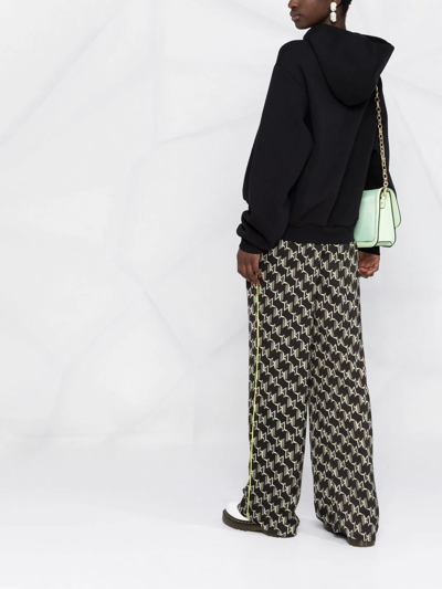Karl Lagerfeld Monogram-print Wide-leg Trousers In Black