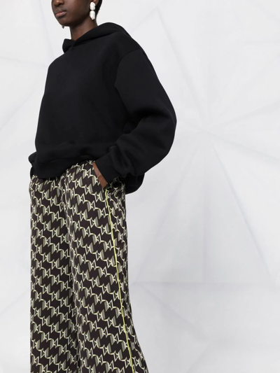 Karl Lagerfeld Monogram-print Wide-leg Trousers In Black
