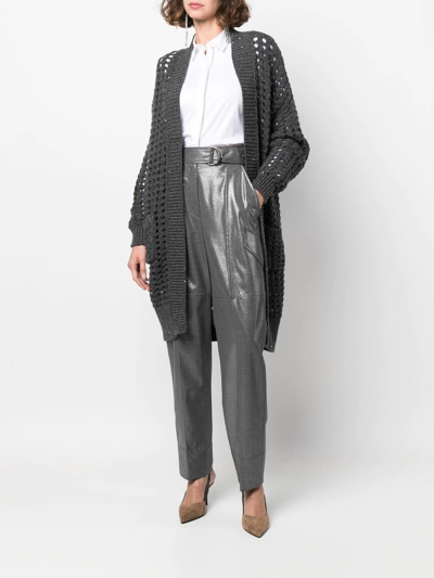 Brunello Cucinelli Metallic Tapered-leg Trousers In Grey