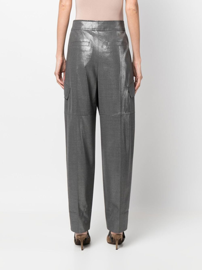 Brunello Cucinelli Metallic Tapered-leg Trousers In Grey