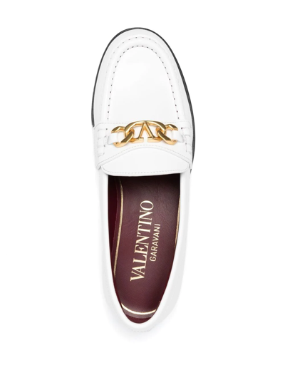Shop Valentino Vlogo Chain Loafers In Weiss