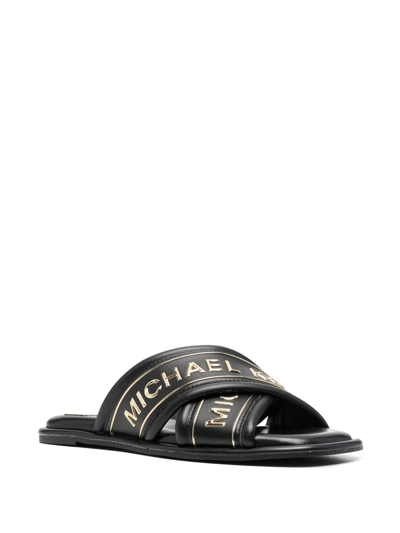 Shop Michael Michael Kors Gideon Logo-print Slides In Black