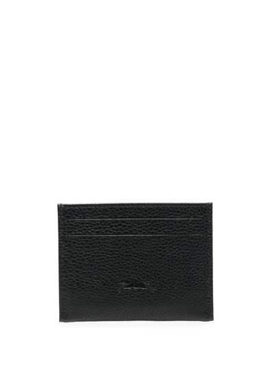 Longchamp 'le Foulonne' Pebbled Leather Card Holder In Black