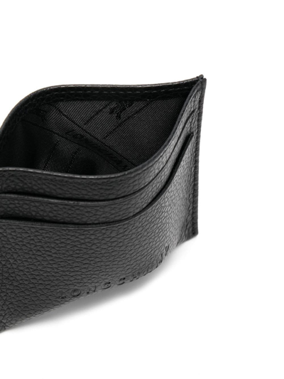 Longchamp 'le Foulonne' Pebbled Leather Card Holder In Black