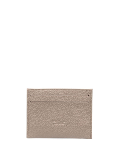 Shop Longchamp Le Foulonné Leather Cardholder In Grey