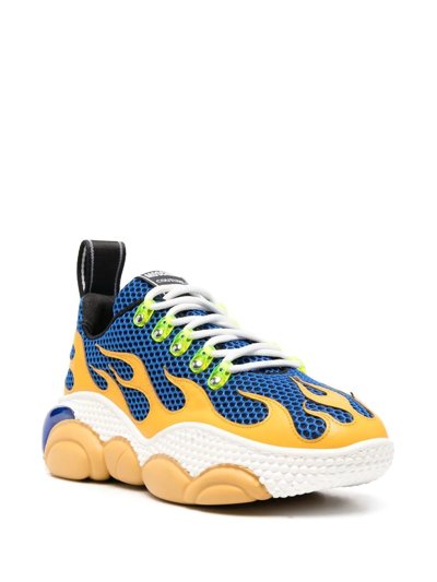 Moschino Lace-up Flame Sneakers In Blue | ModeSens