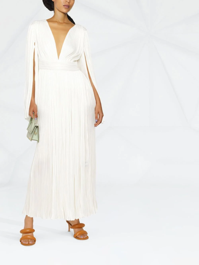 V:pm Atelier Fully Pleated Evening Gown In White