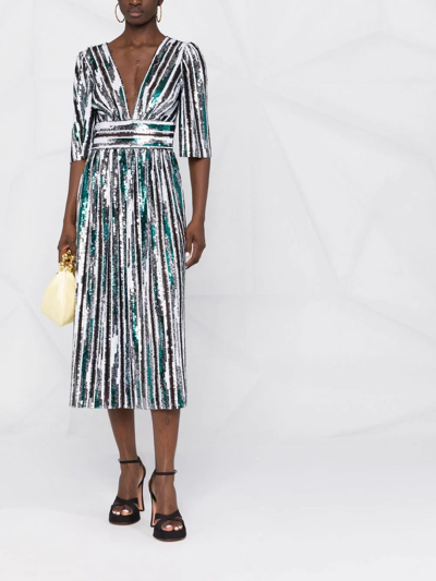 V:pm Atelier Sheer Panelling Sequin Dress In White