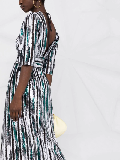 V:pm Atelier Sheer Panelling Sequin Dress In White