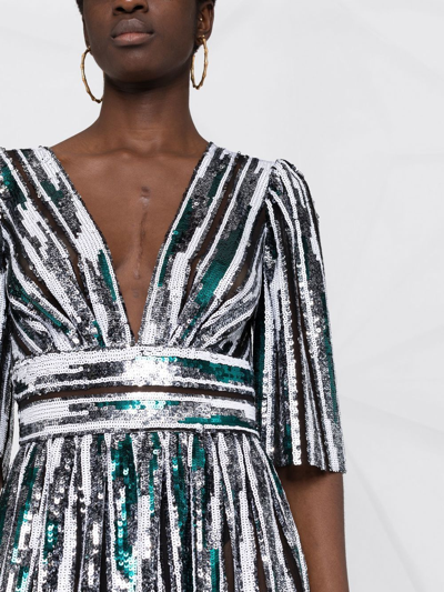 V:pm Atelier Sheer Panelling Sequin Dress In White