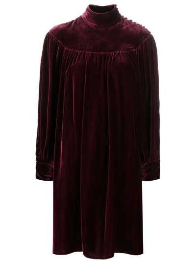 Shop V:pm Atelier Velvet Long-sleeved Doll-dress In Red