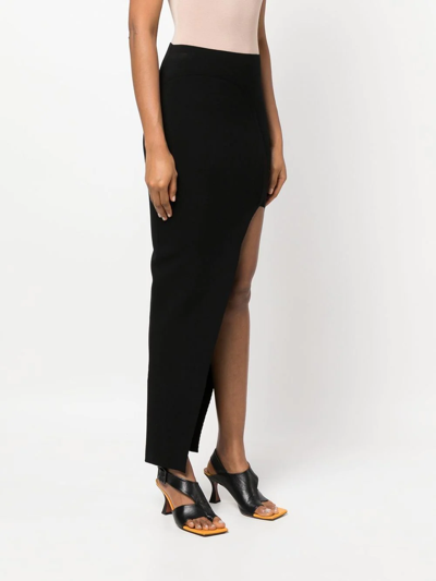 Rick Owens 'theresa' Maxi Black Skirt With Wide Split At The Front In Viscose Blend Woman In Schwarz
