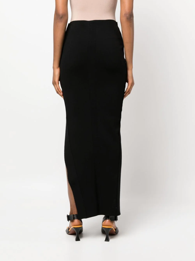 Rick Owens 'theresa' Maxi Black Skirt With Wide Split At The Front In Viscose Blend Woman In Schwarz