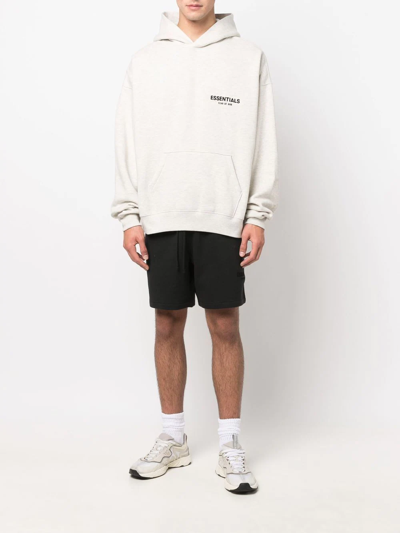 Shop Essentials Logo-print Hoodie In Neutrals