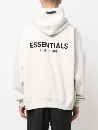 Shop Essentials Logo-print Hoodie In Neutrals