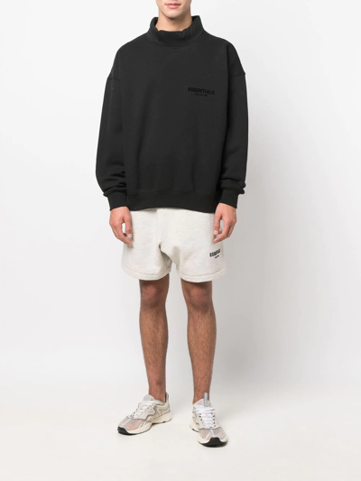 Essentials Logo-print Drawstring Track Shorts In Neutrals