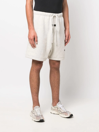 Essentials Logo-print Drawstring Track Shorts In Neutrals
