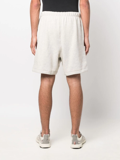Essentials Logo-print Drawstring Track Shorts In Neutrals