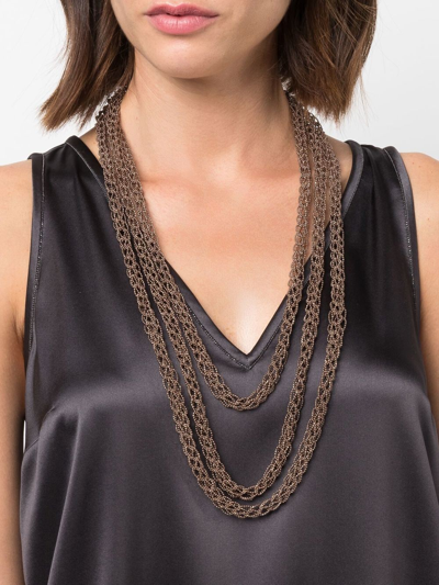 Brunello Cucinelli Monili-chain Twisted Necklace In Brown
