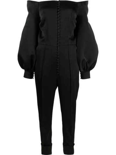 Shop V:pm Atelier Maisa Off-shoulder Jumpsuit In Black