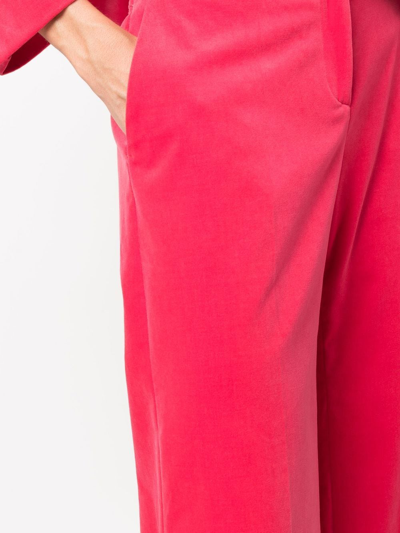 Shop Alberto Biani Pressed-crease Two-pocket Palazzo Pants In Pink