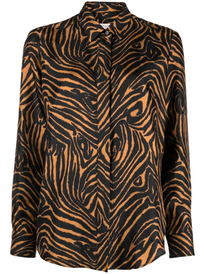 Shop Alberto Biani Zebra-print Silk Shirt In Black