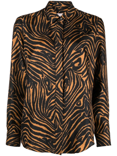 Alberto Biani Zebra-print Silk Shirt In Black