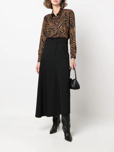 Shop Alberto Biani Zebra-print Silk Shirt In Black