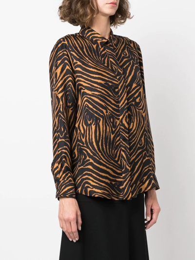 Alberto Biani Zebra-print Silk Shirt In Black