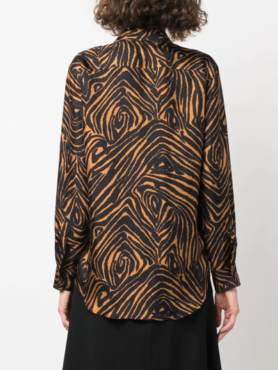 Alberto Biani Zebra-print Silk Shirt In Black