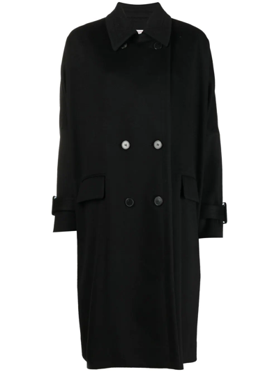 Shop Alberto Biani Notched-collar Double-breasted Coat In Black