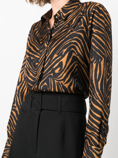 Alberto Biani Zebra-print Silk Shirt In Black
