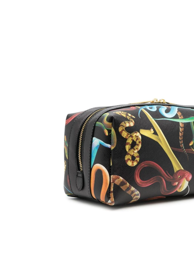 Shop Seletti Snake Print Wash Bag In Schwarz