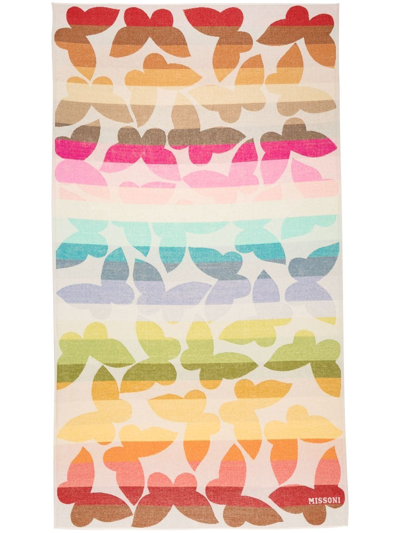 Shop Missoni Butterfly-print Cotton Beach Towel In Neutrals