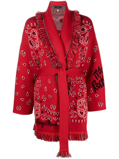 Shop Alanui It's Only Rock'n'roll Icon Cardigan In Rot