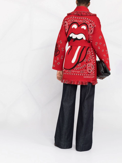 Shop Alanui It's Only Rock'n'roll Icon Cardigan In Rot