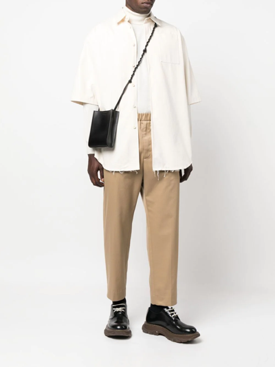 Jil Sander Braided-strap Leather Shoulder Bag In Schwarz