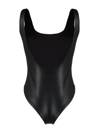 Shop Rotate Birger Christensen Logo -print Swimsuit In Black