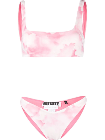 Shop Rotate Birger Christensen Logo-print Tie-dye Bikini In Pink