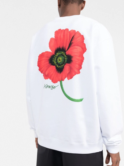 Shop Kenzo Poppy Cotton Sweatshirt In Weiss