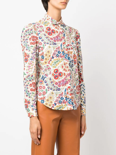 Shop Etro Paisley-print Long-sleeved Shirt In Weiss