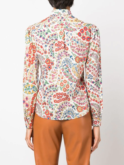 Shop Etro Paisley-print Long-sleeved Shirt In Weiss