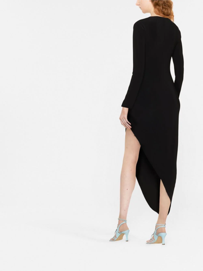 Norma Kamali Black Dress With Draped Details And Bare Shoulders In Tech Fabric Woman In Schwarz