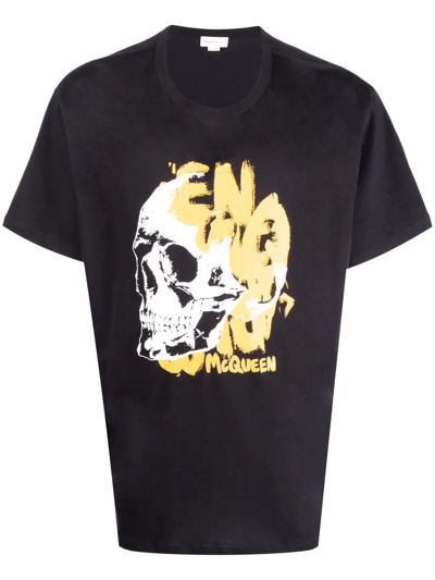 Shop Alexander Mcqueen Skull Print Cotton T-shirt In Schwarz