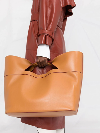 Shop Alexander Mcqueen The Bow Leather Tote Bag In Brown