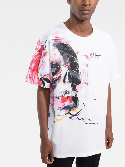 Shop Alexander Mcqueen Skull Print Cotton T-shirt In Weiss
