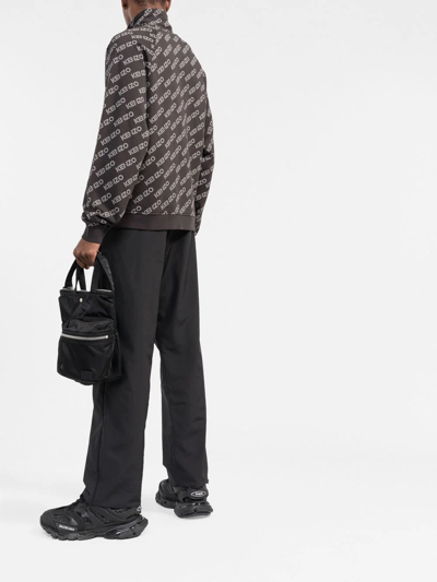 Kenzo Logo Print Zip-up Jacket In Grey