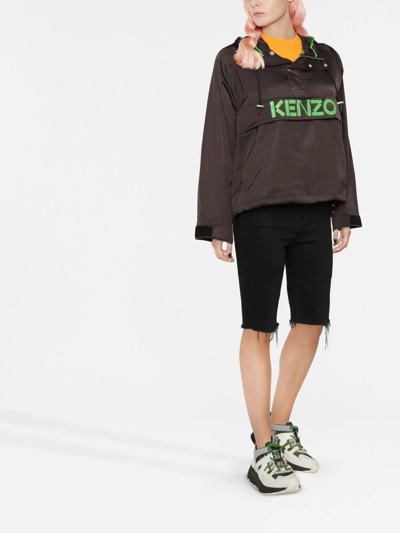 Shop Kenzo Logo-print Hooded Jacket In Schwarz