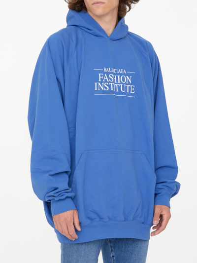 Shop Balenciaga Fashion Institute Hoodie In Blue