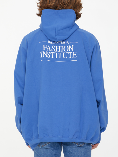 Shop Balenciaga Fashion Institute Hoodie In Blue